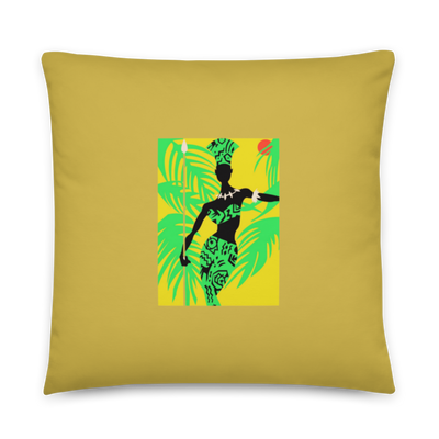 Golden Zulu Woman and Man Warrior Pillow