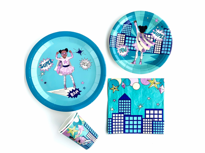 Supergirl Small Paper Plates | Mint Green