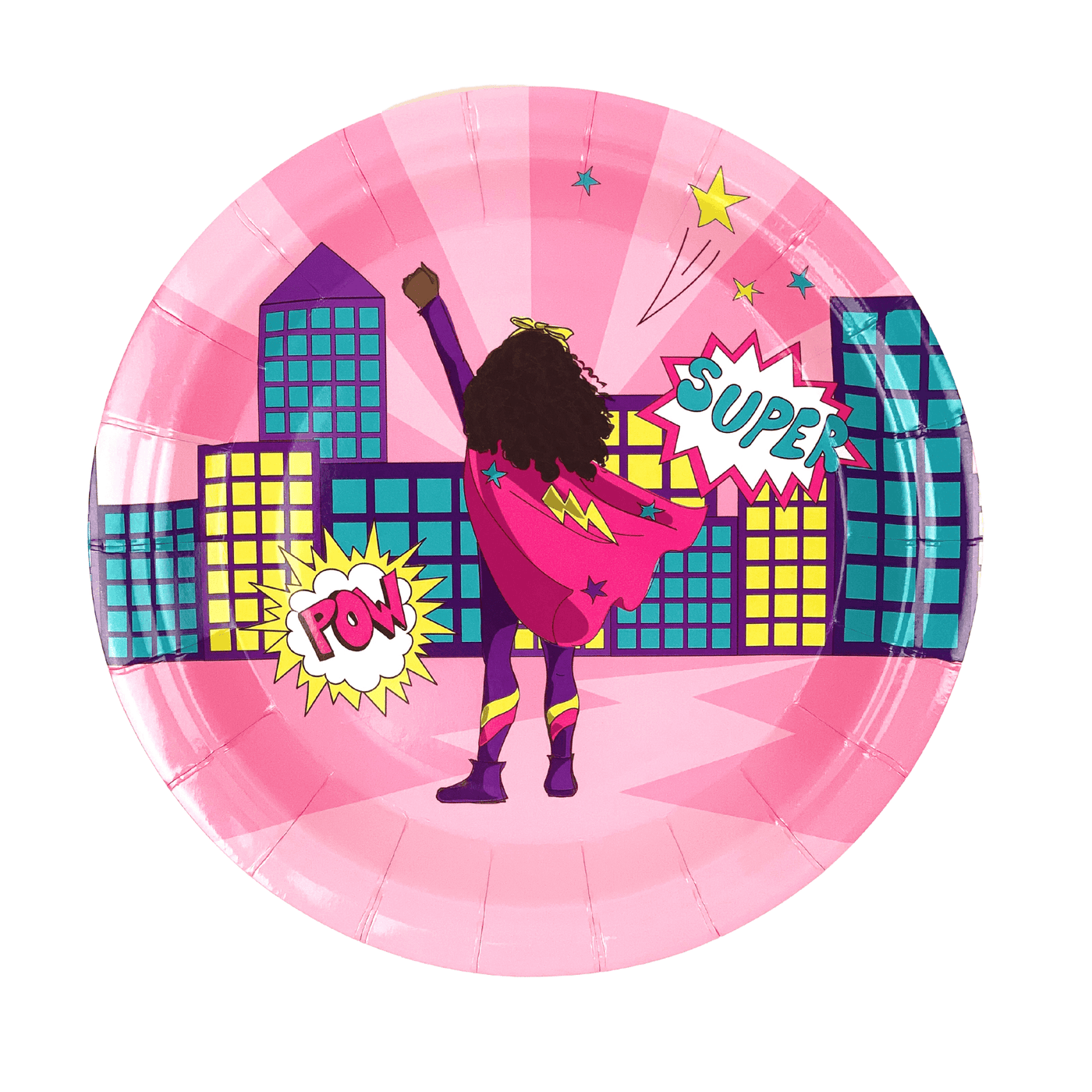 Girl Superhero Paper Plates | Pink (Small)