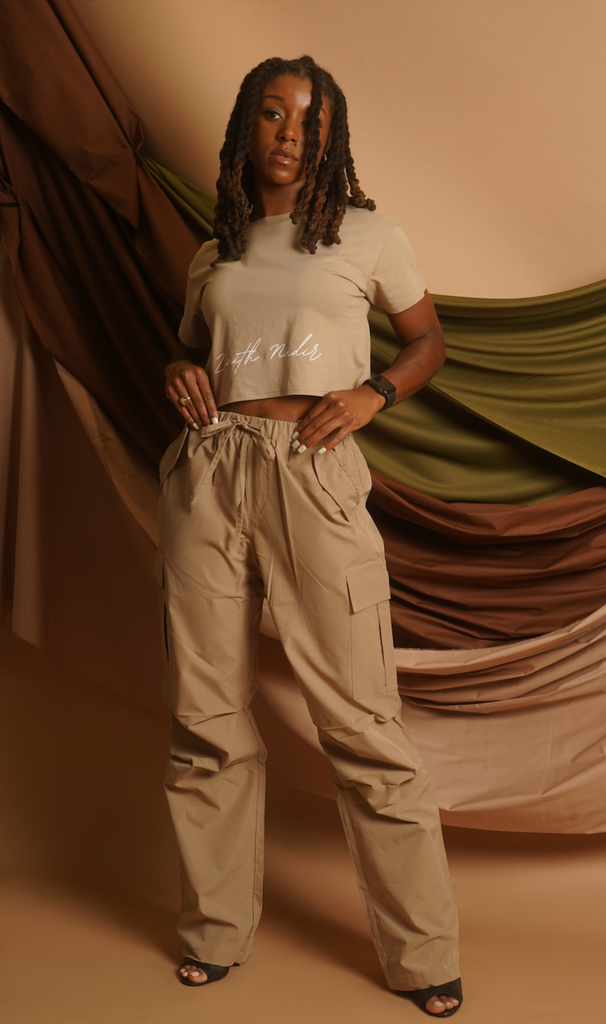 Khaki Parachute Cargo Pants