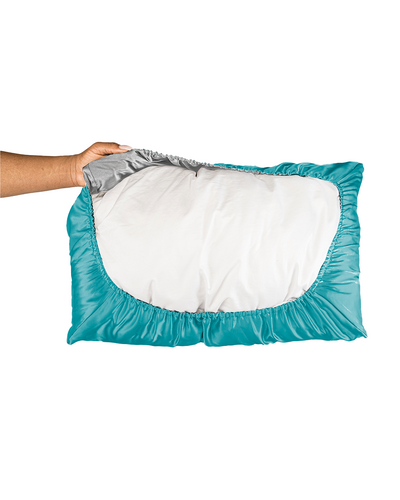 Aqua Blue Reversible Satin Bonnet Pillowcase