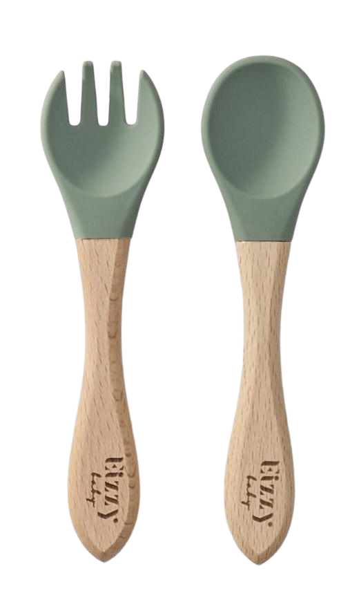 Bamboo Spoon and Fork Set (Sage)