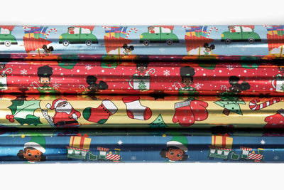 Wrap- 4 Pack Metallic Holiday Gift Wrap Set