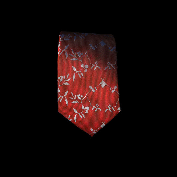 Red White Floral Neck Tie