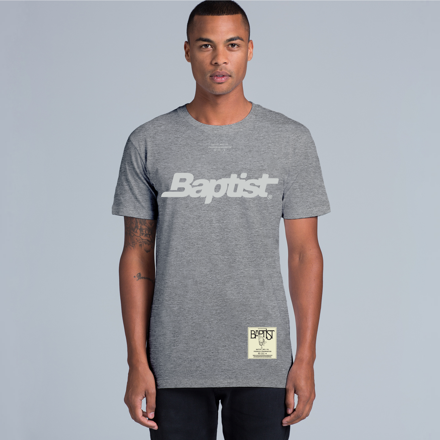 The Baptist Logo S/S Tee - Heather Grey