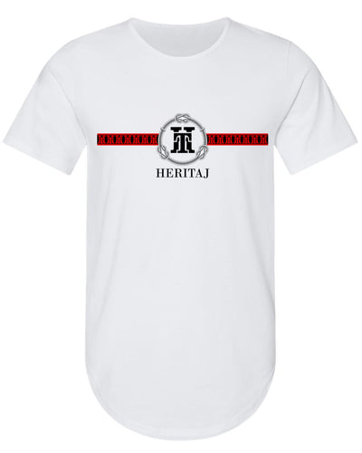 HERITAJ-UNITY-RED STRIPE (Curved Hem Short Sleeve T-Shirt) BL