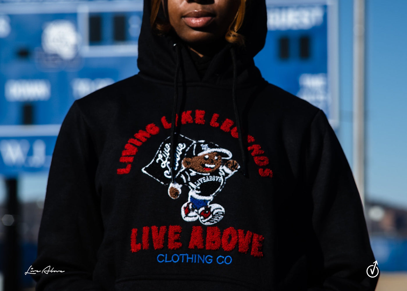 Young L.a Chenille Mascot Hoodie- Black