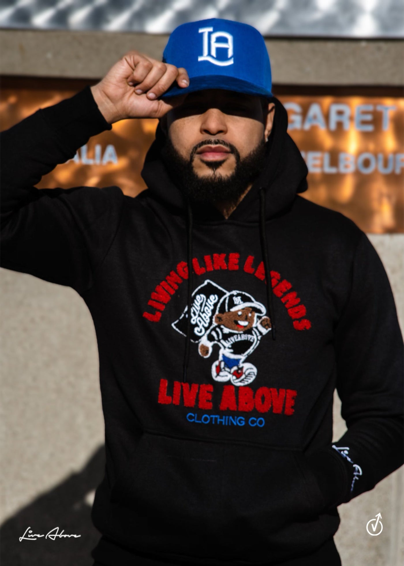 Young L.a Chenille Mascot Hoodie- Black