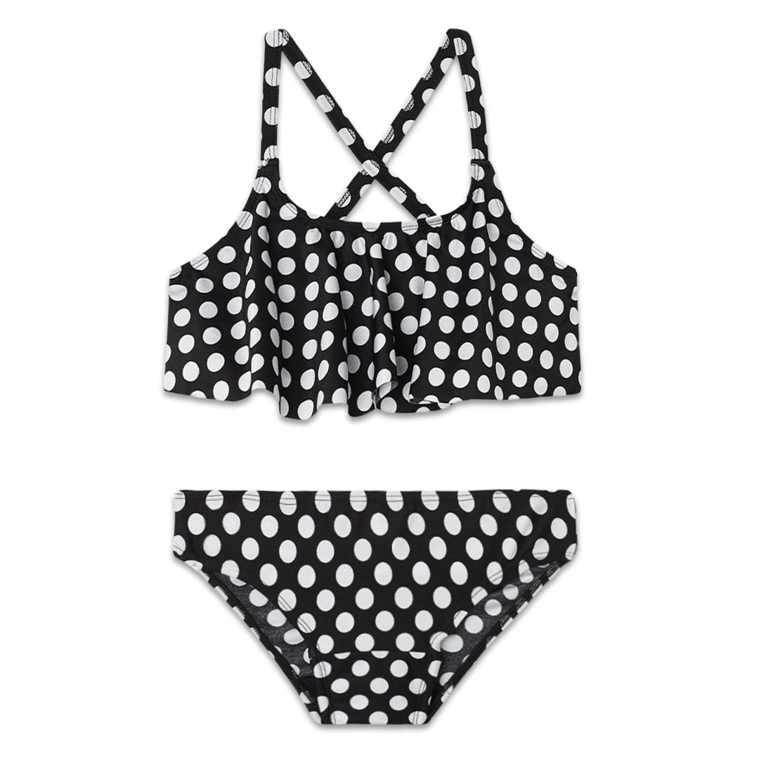 Period Swimwear Ruffle Set | Black Sand