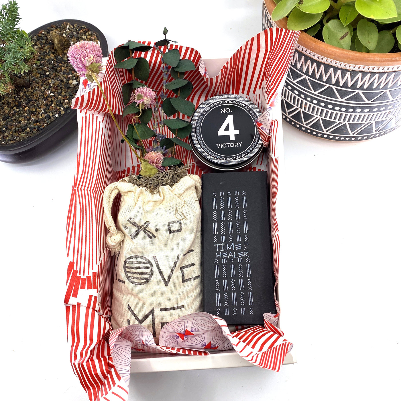 Words of Affirmation, Love Me, Dried Flower Bouquet & Self-Care, Gift Set