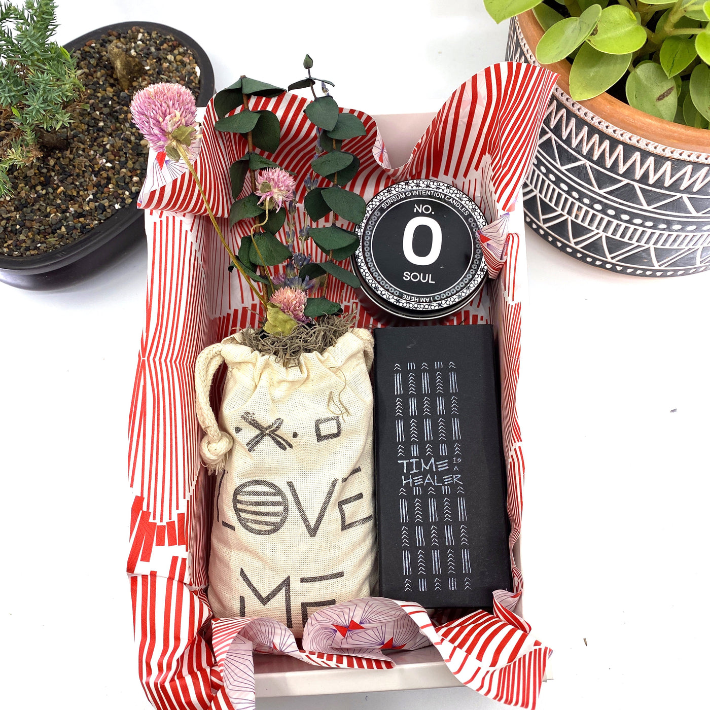 Words of Affirmation, Love Me, Dried Flower Bouquet & Self-Care, Gift Set