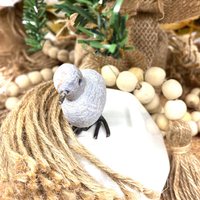 Small, Recycled Metal and Stone, 2" Chickadee Sculpture