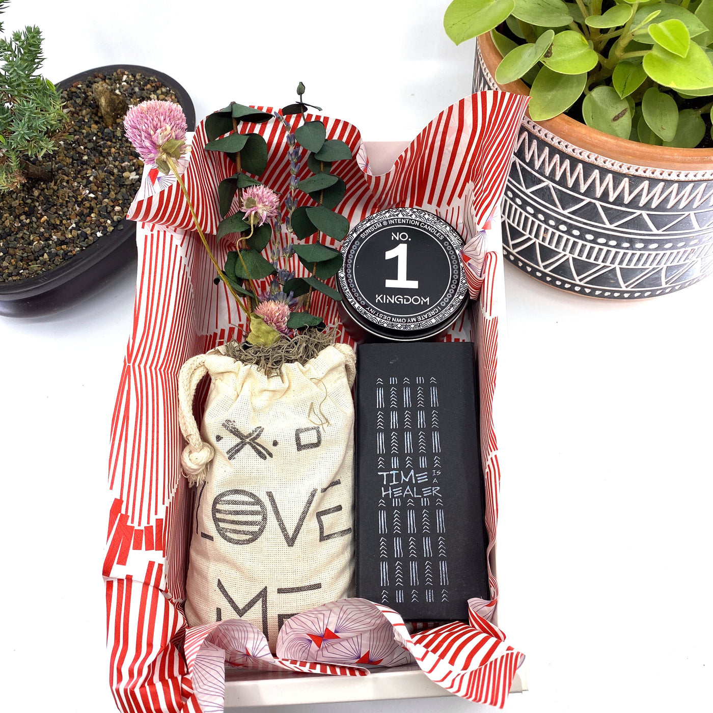 Words of Affirmation, Love Me, Dried Flower Bouquet & Self-Care, Gift Set