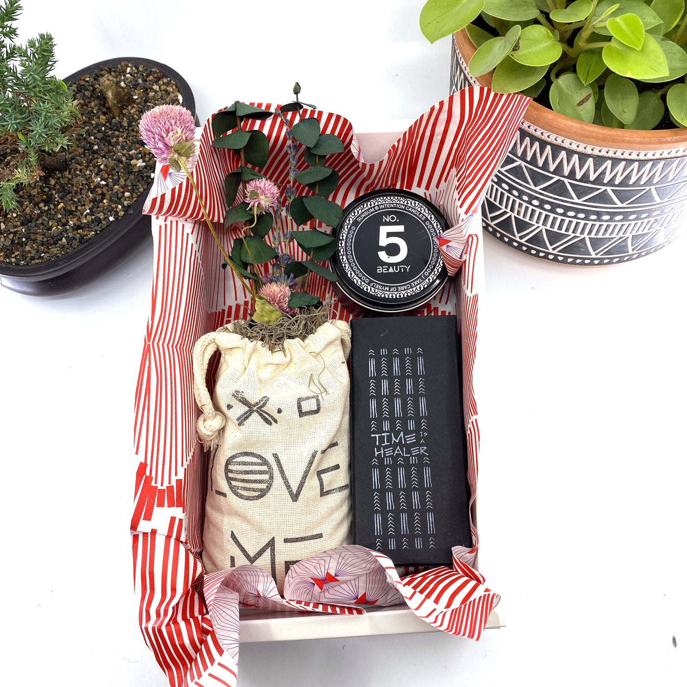 Words of Affirmation, Love Me, Dried Flower Bouquet & Self-Care, Gift Set