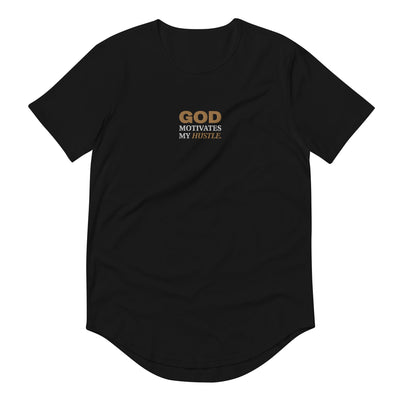 God Motivates My Hustle Men's Curved Hem T-Shirt