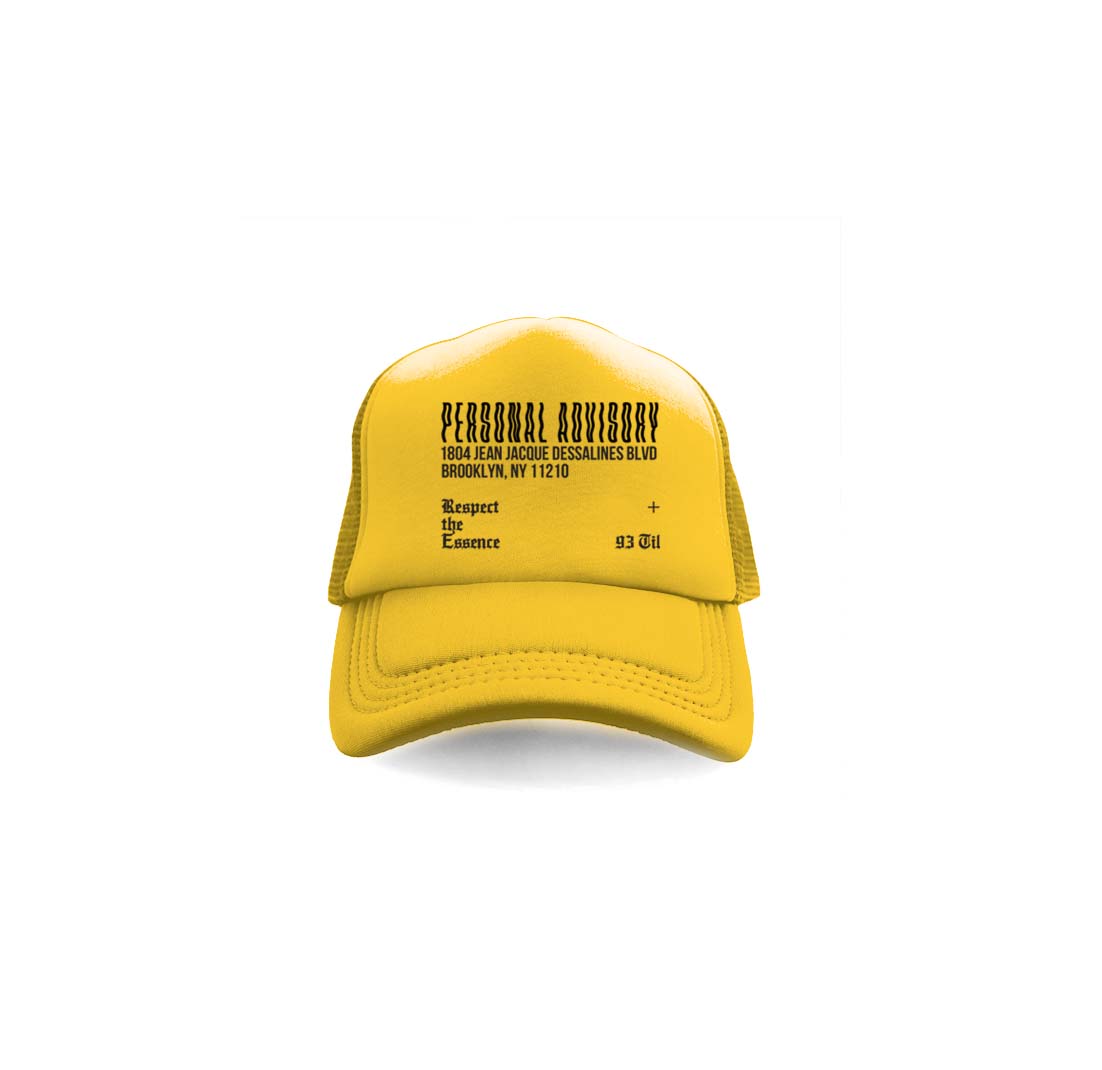 A Location Embroidered Trucker Hat (Gold)