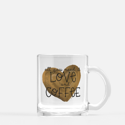 Love & Coffee Glass Mug 12oz