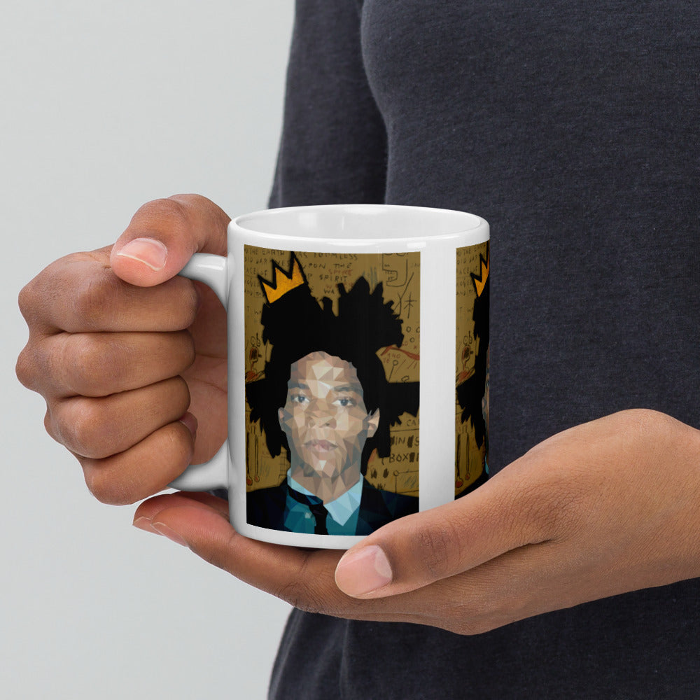 Basquiat King White Glossy Mug