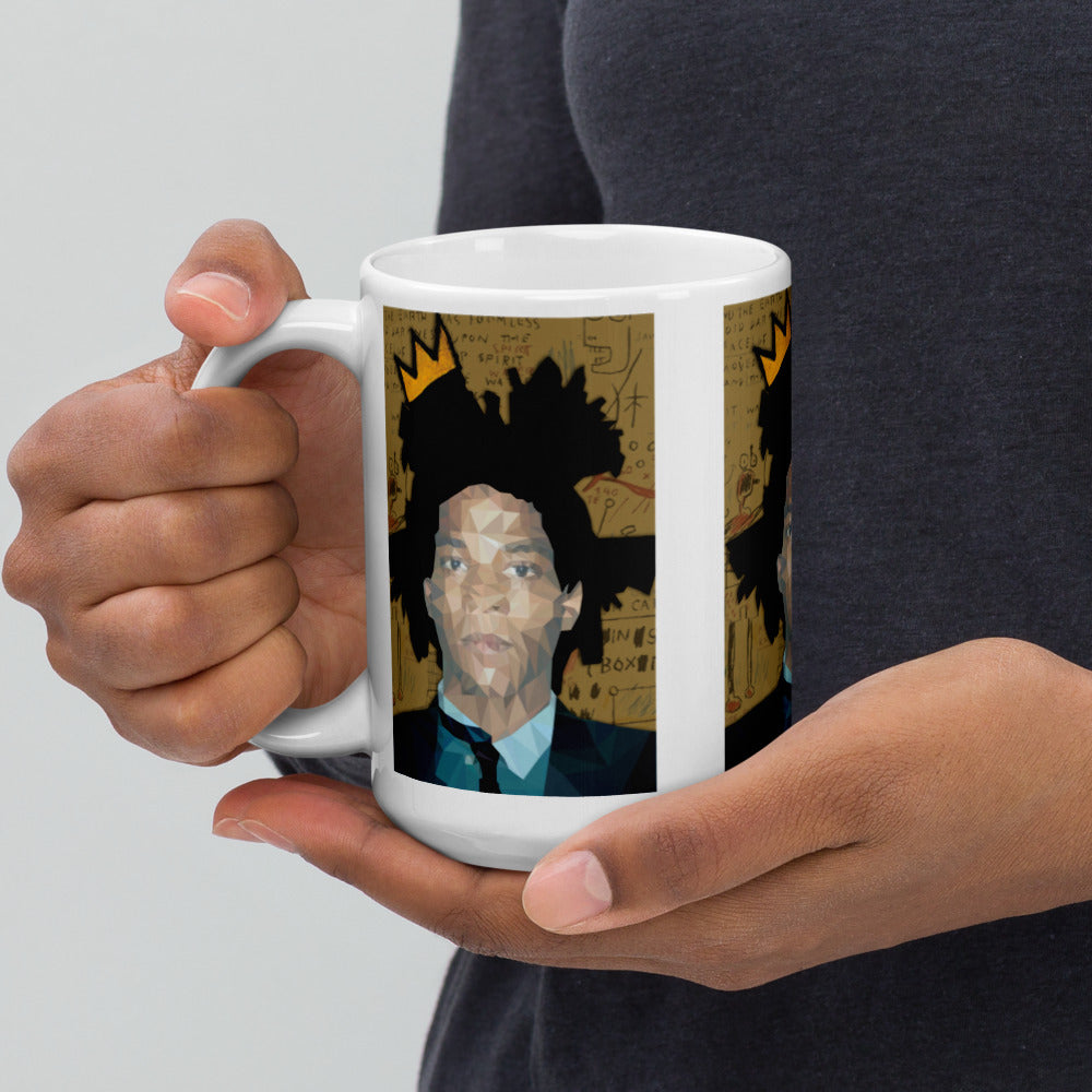 Basquiat King White Glossy Mug