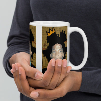 Basquiat King White Glossy Mug