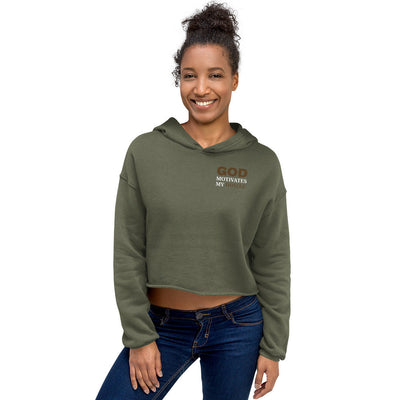 God Motivates My Hustle Crop Hoodie